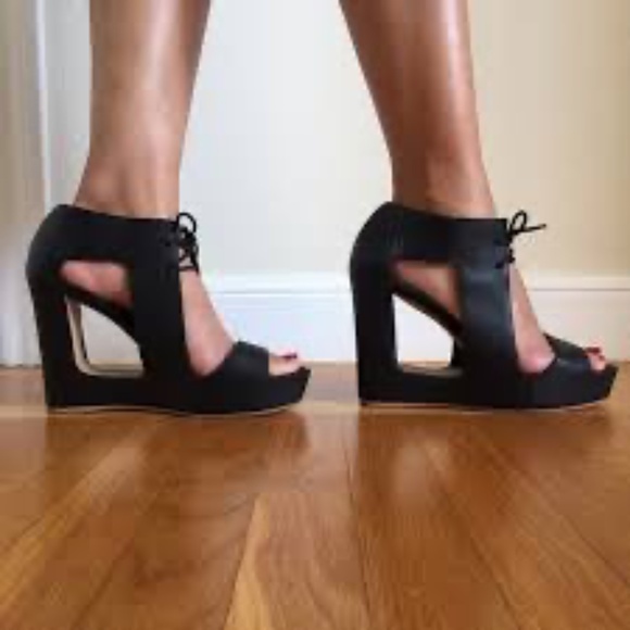Matiko Paris Elena Marrone BLACK  Lace-Up Cutout Wedge  Platform Sandals 10 - Picture 6 of 17